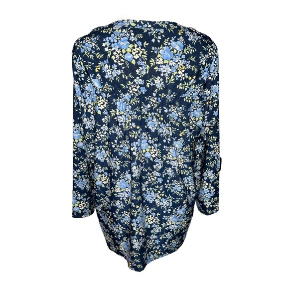 Napa Valley Women’s West Coast Blue Floral Blouse Button Front Pleated Top Sz M - Picture 12 of 12